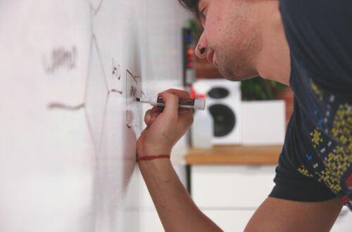 Person Writing On Whiteboard Free Stock Picture