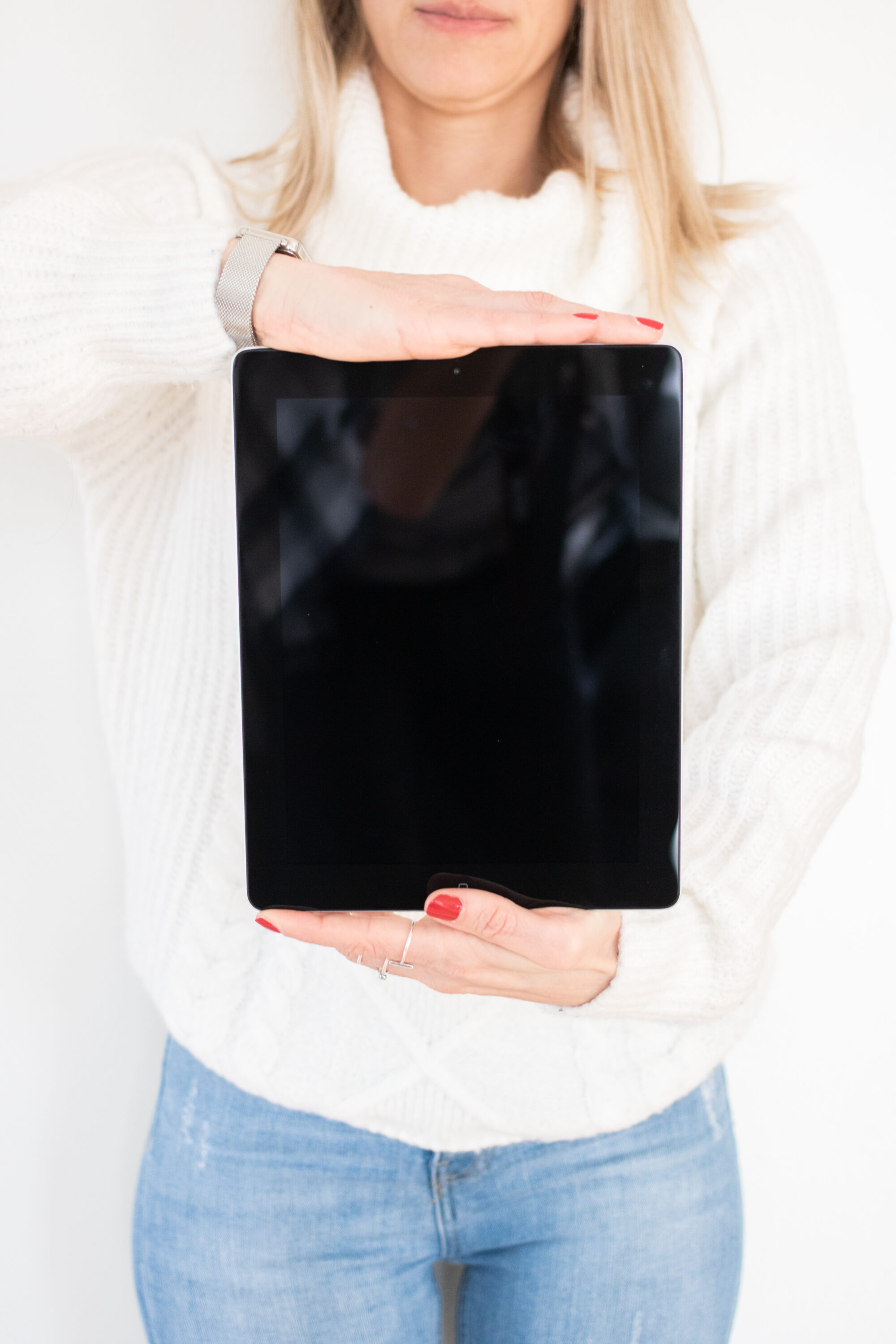 Woman Holding Tablet Free Stock Picture