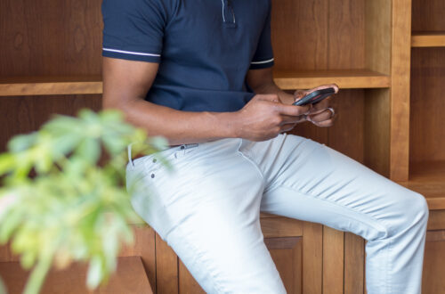 Man Texting Office Free Stock Picture